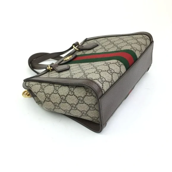 Gucci Beige and Brown Satchel with Red and Green Stripe - Picture 4 of 15